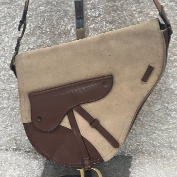 Dior Women's Crossbody Bag Saddle Beige/Brown Canvas Leather - Picture 1 of 16